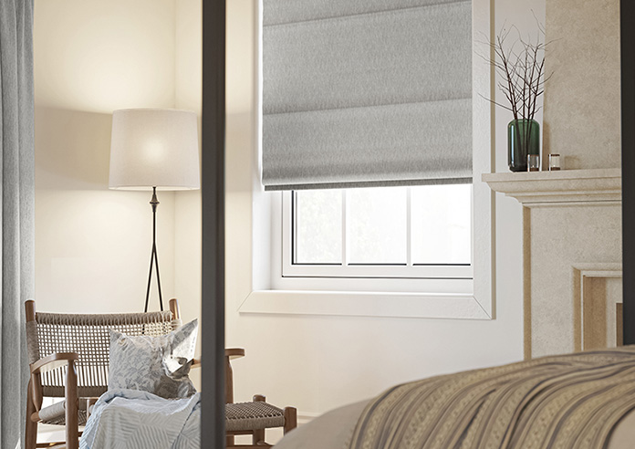 Genoa Faux Silk (Blackout), Silver Shimmer - Motorised Roman Blind - Image 5